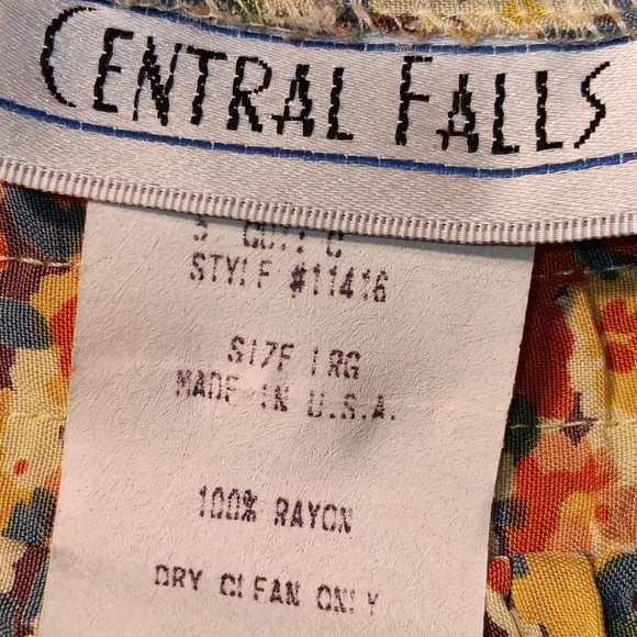 Central Falls Skirt Top Set Pull on Midi Wm Lg Button Up Yellow Floral Summer - Picture 10 of 16